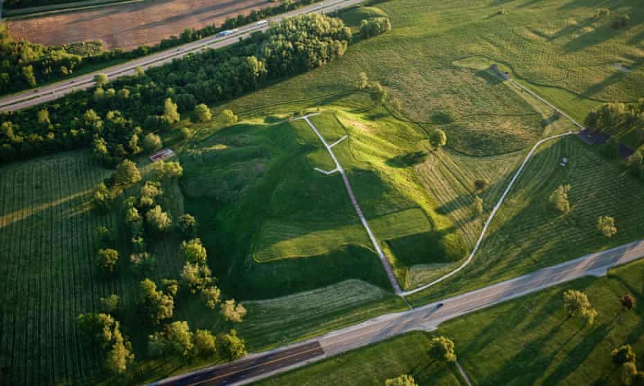 Overhead view of Cahokia Mounds.