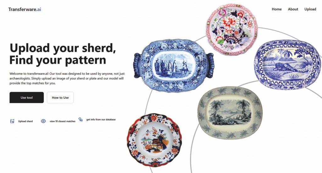A transfer-printed plate identification tool is currently in beta testing. One of the goals of the project is to deal withinconsistencies in the designs that make more mechanical identification possible. Archaeologically recovered
examples are often not only fragmentary or otherwise damaged, but often the manufacturing process produces
slightly inconsistent, though still recognizable, patterns. Courtesy of John Chenoweth.